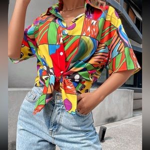 80’s Inspired Graphic Print Shirt Size S Women’s -Shein